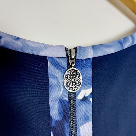 Damsel In A Dress Navy Blue Purple Floral Knee-length Dress Size 18 - Picture 7 of 10